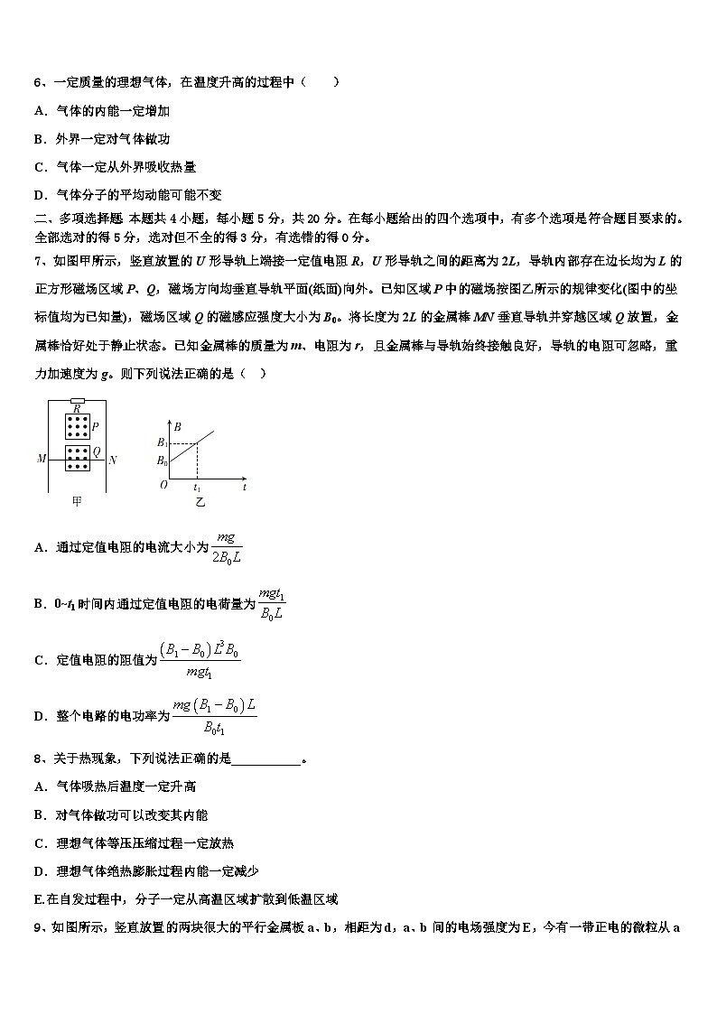 2026届山东省德州市平原县第一中学高考适应性考试物理试卷含解析第3页
