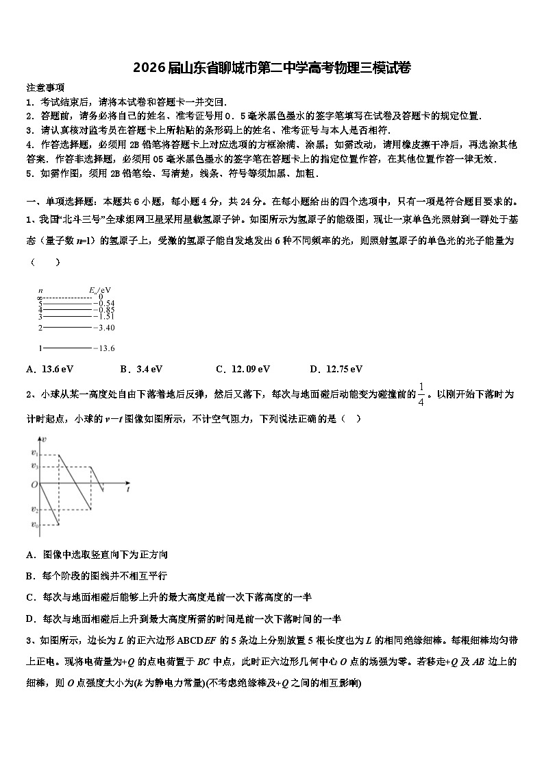 2026届山东省聊城市第二中学高考物理三模试卷含解析第1页