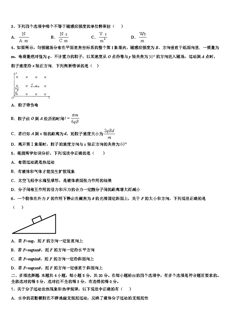 2026届山东省临沂市第三中学高考物理五模试卷含解析第2页