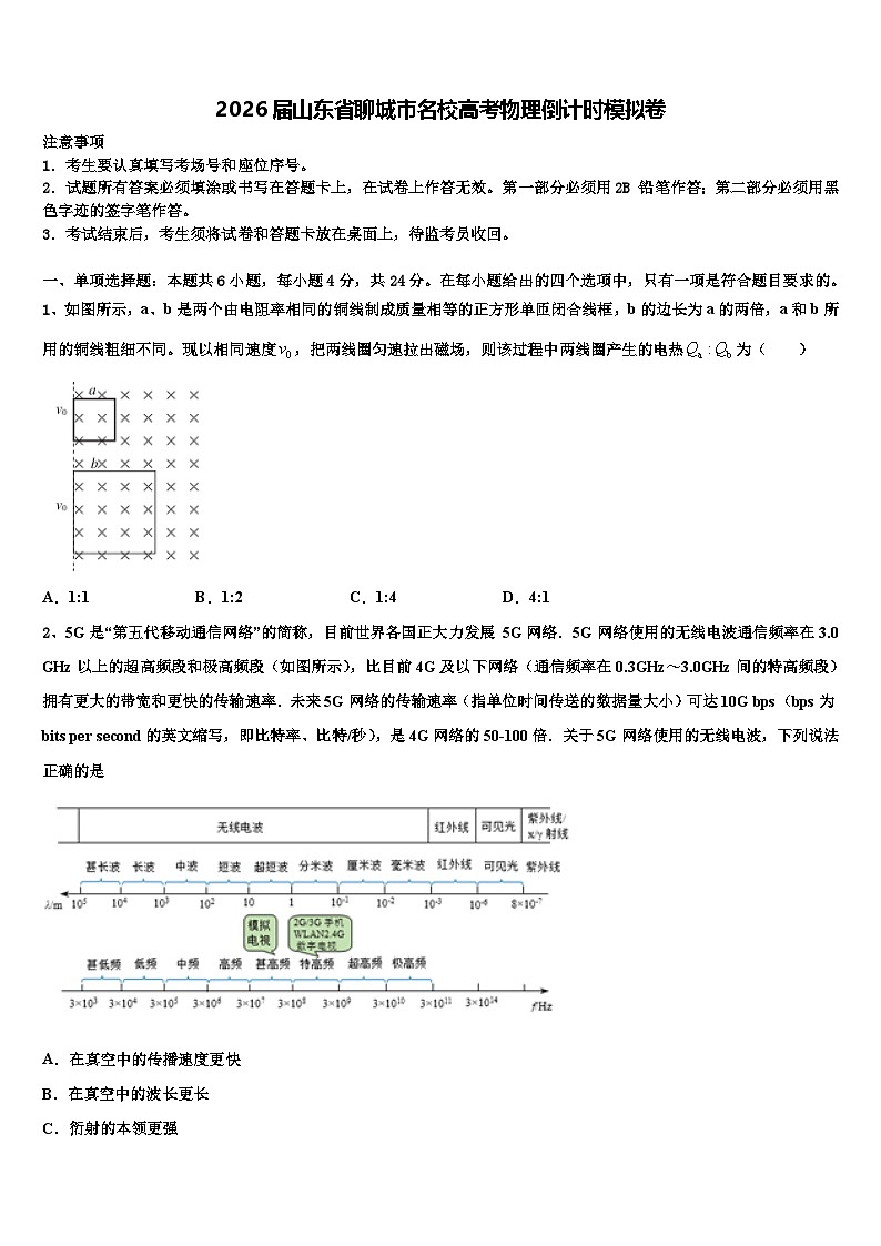 2026届山东省聊城市名校高考物理倒计时模拟卷含解析第1页