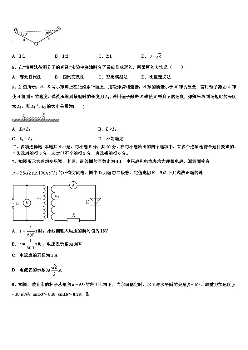 2026届山东省东明县第一中学高三第二次诊断性检测物理试卷含解析第2页