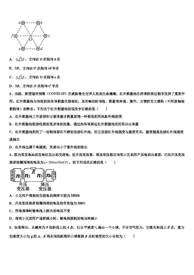 2026届山东省菏泽第一中学高三第二次模拟考试物理试卷含解析2第2页
