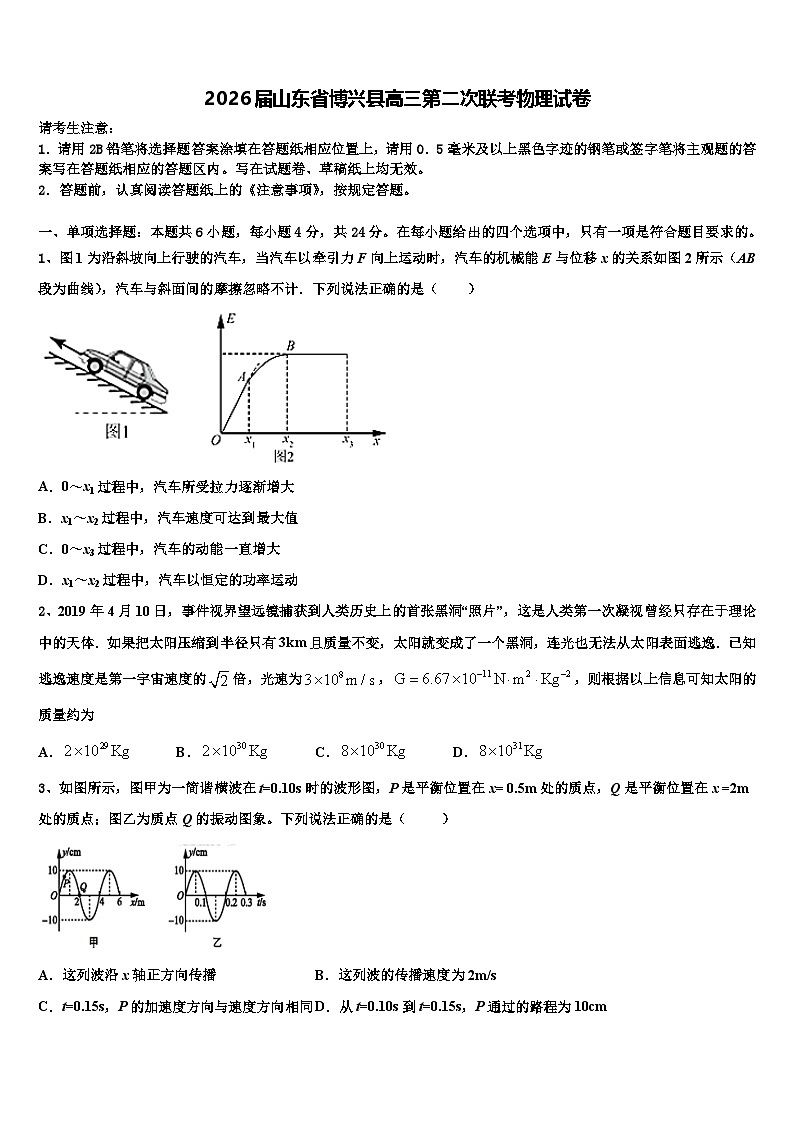 2026届山东省博兴县高三第二次联考物理试卷含解析第1页