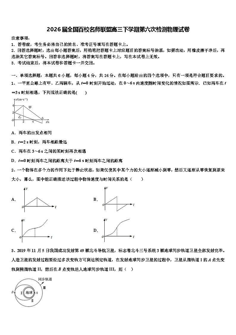 2026届全国百校名师联盟高三下学期第六次检测物理试卷含解析第1页