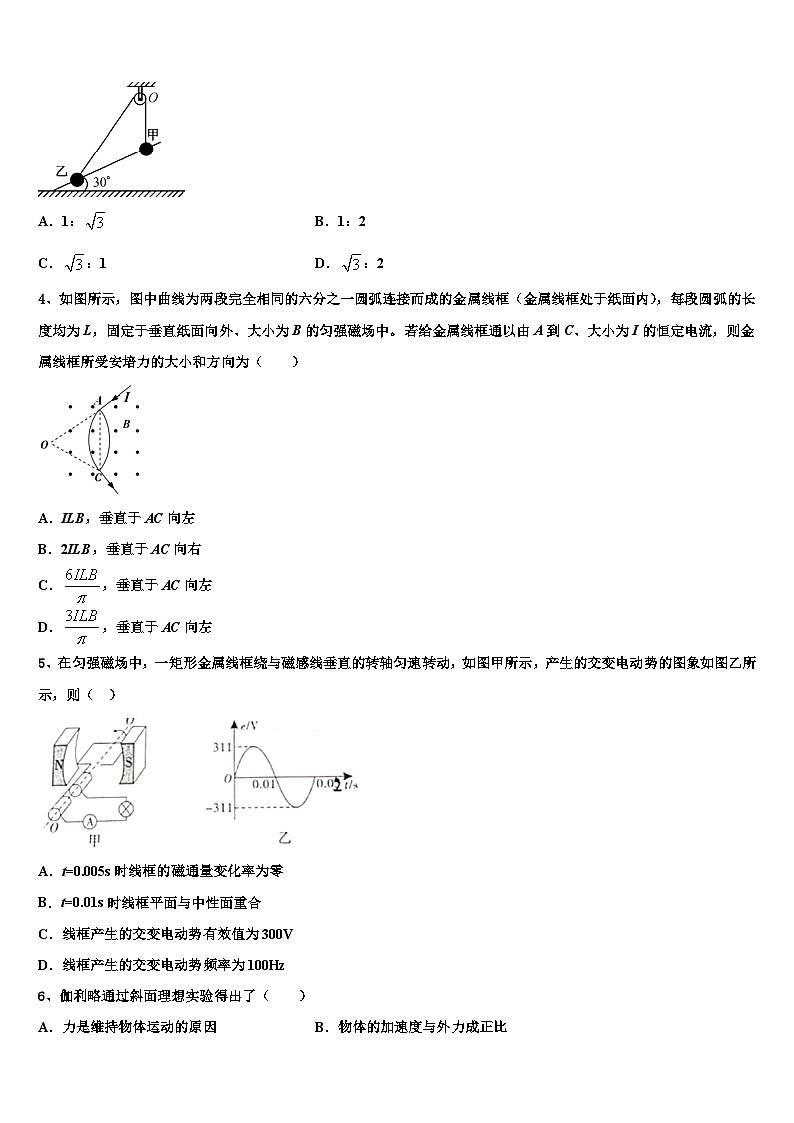 2026届青海海东市第二中学高三第六次模拟考试物理试卷含解析第2页