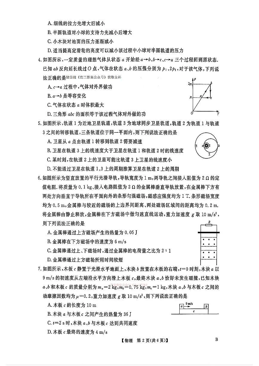 2026年普通高校招生高三下学期3月冲刺压轴卷物理试题无答案第2页