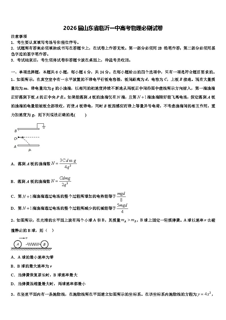 2026届山东省临沂一中高考物理必刷试卷含解析第1页