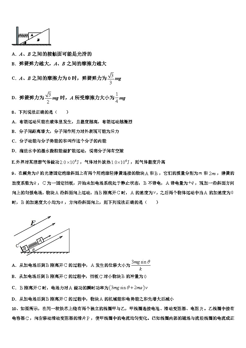 2026届山东省青岛西海岸新区第一中学高三3月份模拟考试物理试题含解析第3页