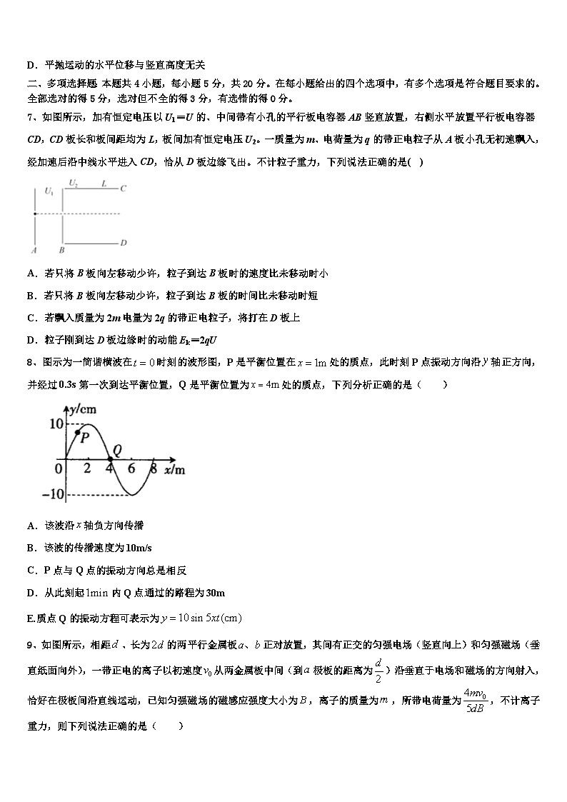 2026届山东省示范中学高考物理一模试卷含解析第3页