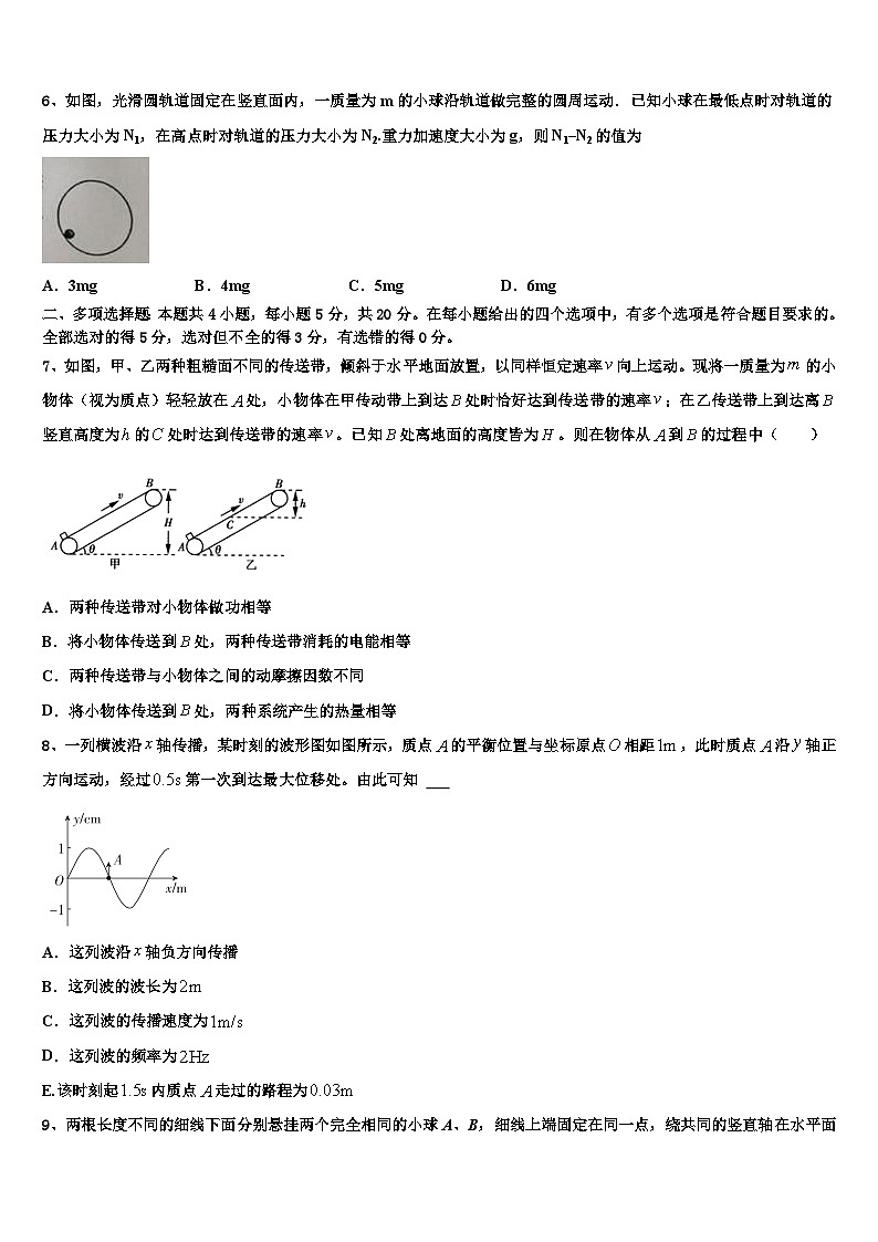 2026届山东省青岛第三中学高三第五次模拟考试物理试卷含解析第3页
