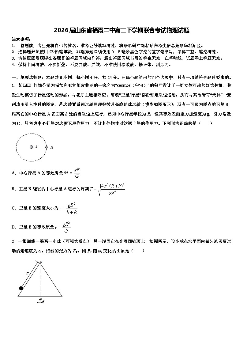 2026届山东省栖霞二中高三下学期联合考试物理试题含解析第1页