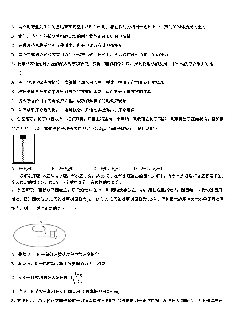 2026届山东省青岛市高三下学期第六次检测物理试卷含解析第2页