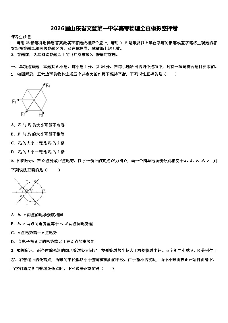 2026届山东省文登第一中学高考物理全真模拟密押卷含解析第1页