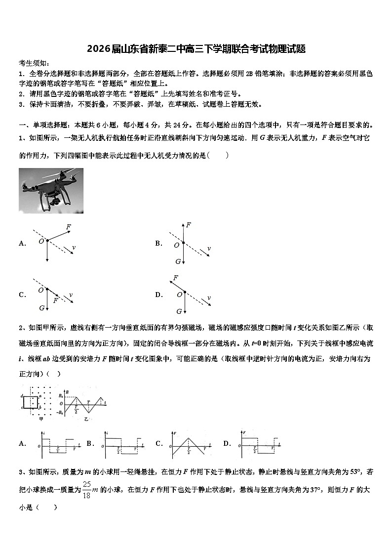 2026届山东省新泰二中高三下学期联合考试物理试题含解析第1页