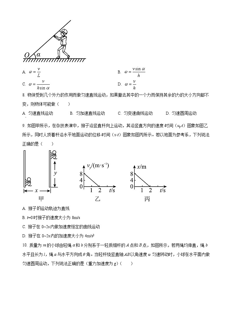 广东省江门市棠下中学、江门市实验中学（高中部）高一下学期第一次月考物理试题-A4第3页