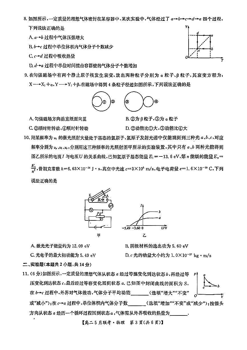 河南省洛阳市强基联盟2024-2025学年高二下学期5月联考物理试卷（含解析）第3页