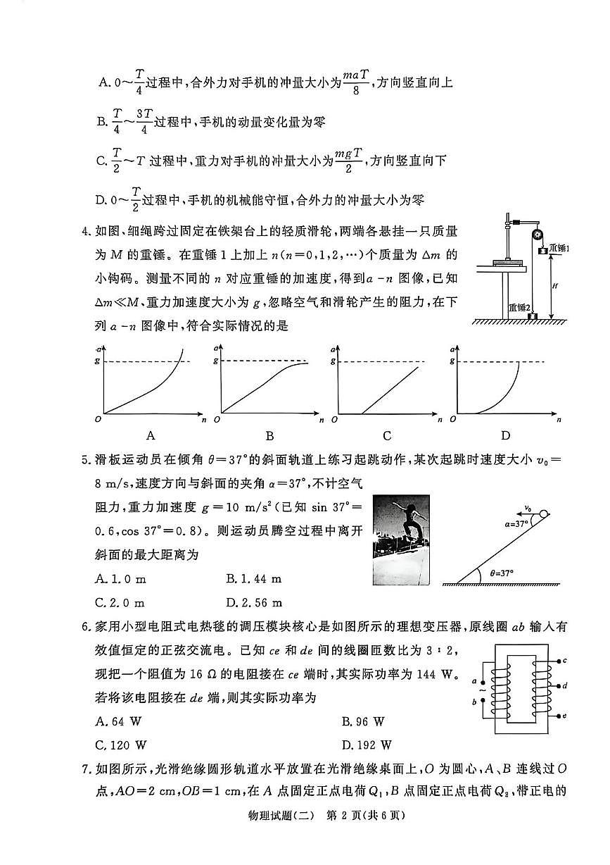 河南青桐鸣2026届高三下学期学情调研（二）物理试卷第2页