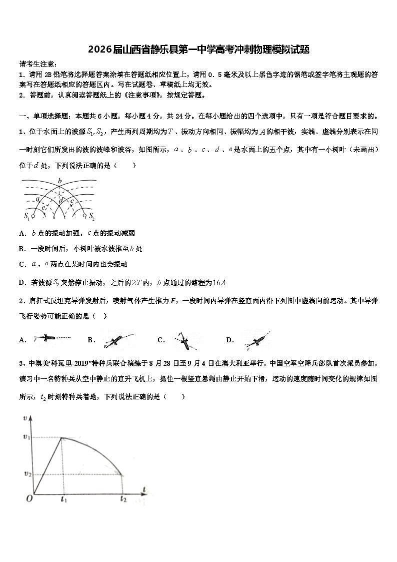 2026届山西省静乐县第一中学高考冲刺物理模拟试题含解析第1页