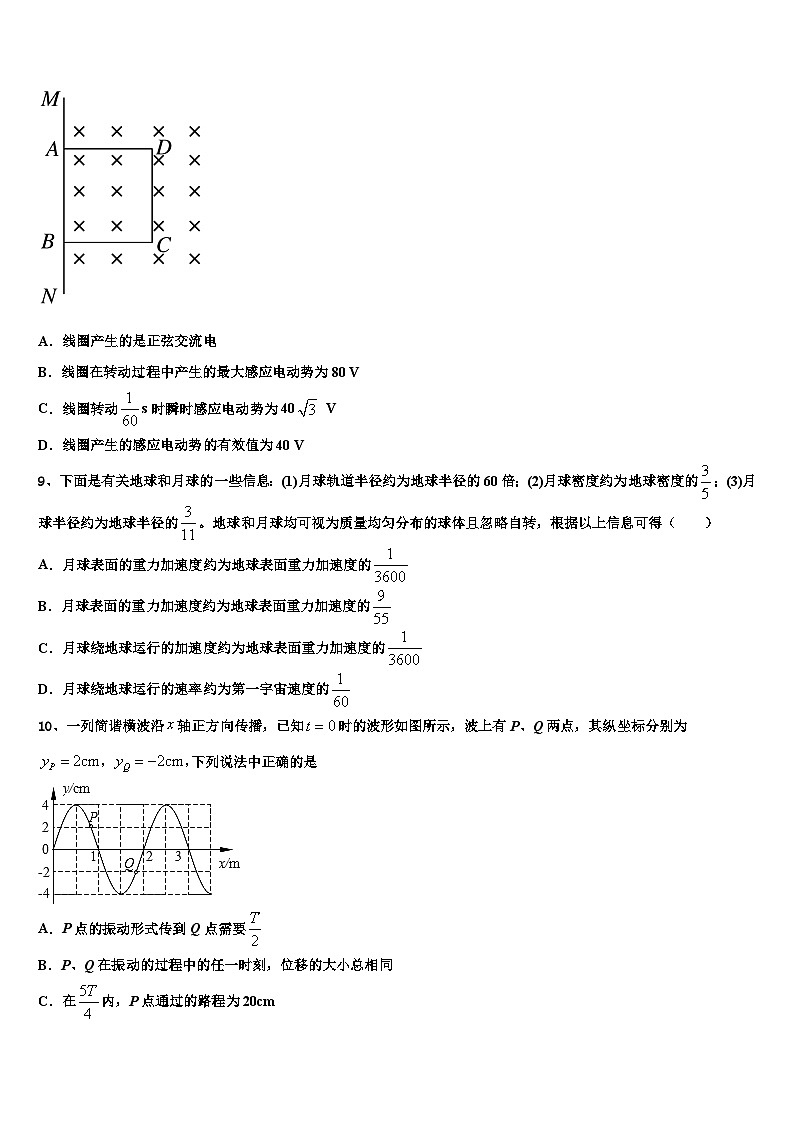 2026届山西省朔州市应县第一中学高三下第一次测试物理试题含解析第3页