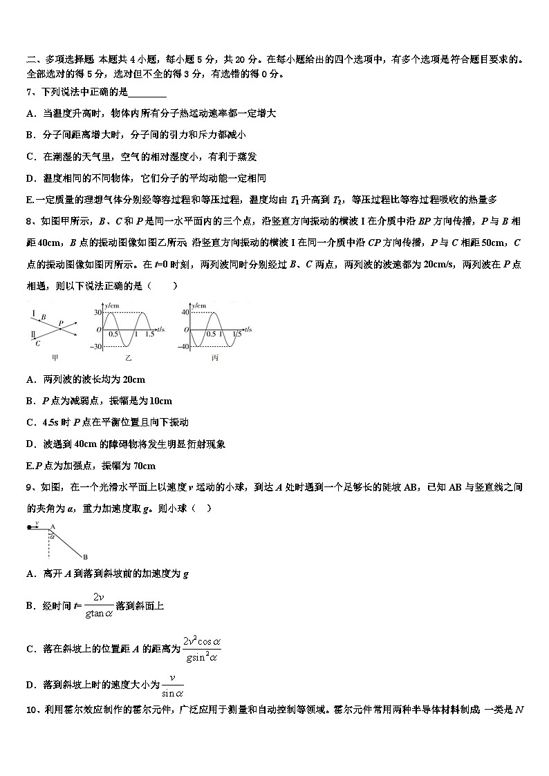 2026届山西省临猗县临晋中学高三下学期联考物理试题含解析第3页