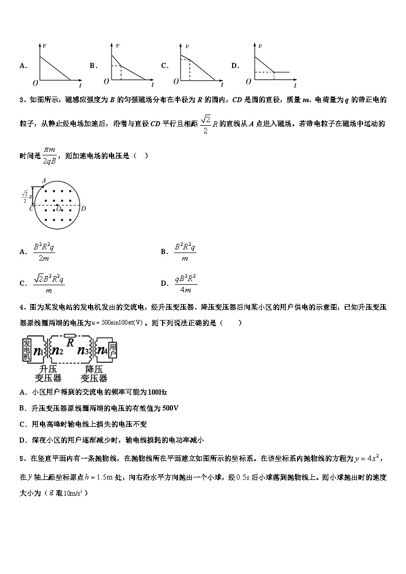 2026届山西省晋中市高三考前热身物理试卷含解析第2页
