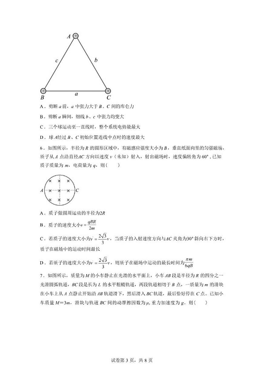 2025-2026学年湖南省张家界市第一中学高二下学期开学考试物理试题（含答案）第3页