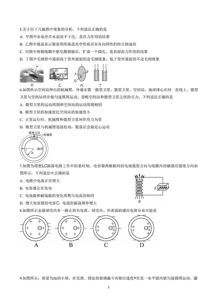 江苏省九校2026届高三下学期3月联考 物理试题（含答案）第2页