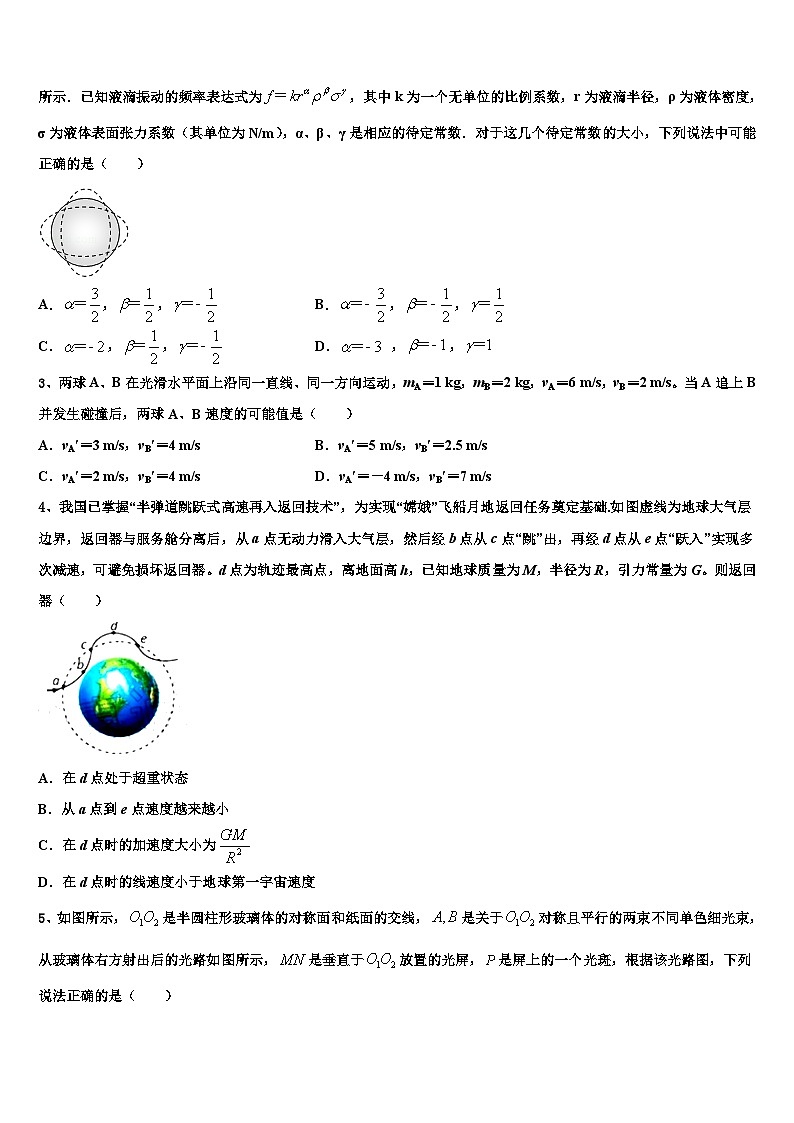 2026届山西省忻州市一中高考物理四模试卷含解析第2页