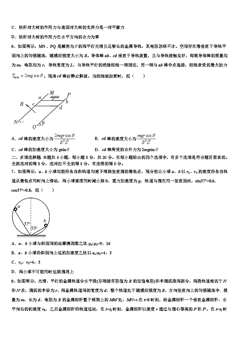 2026届山西省忻州市重点中学高考全国统考预测密卷物理试卷含解析第3页