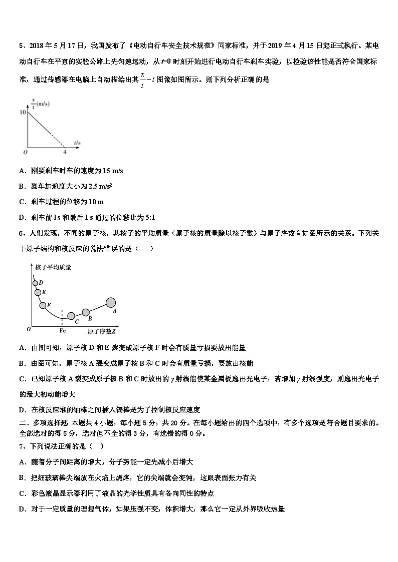 2026届陕西省富平县高考仿真模拟物理试卷含解析第2页
