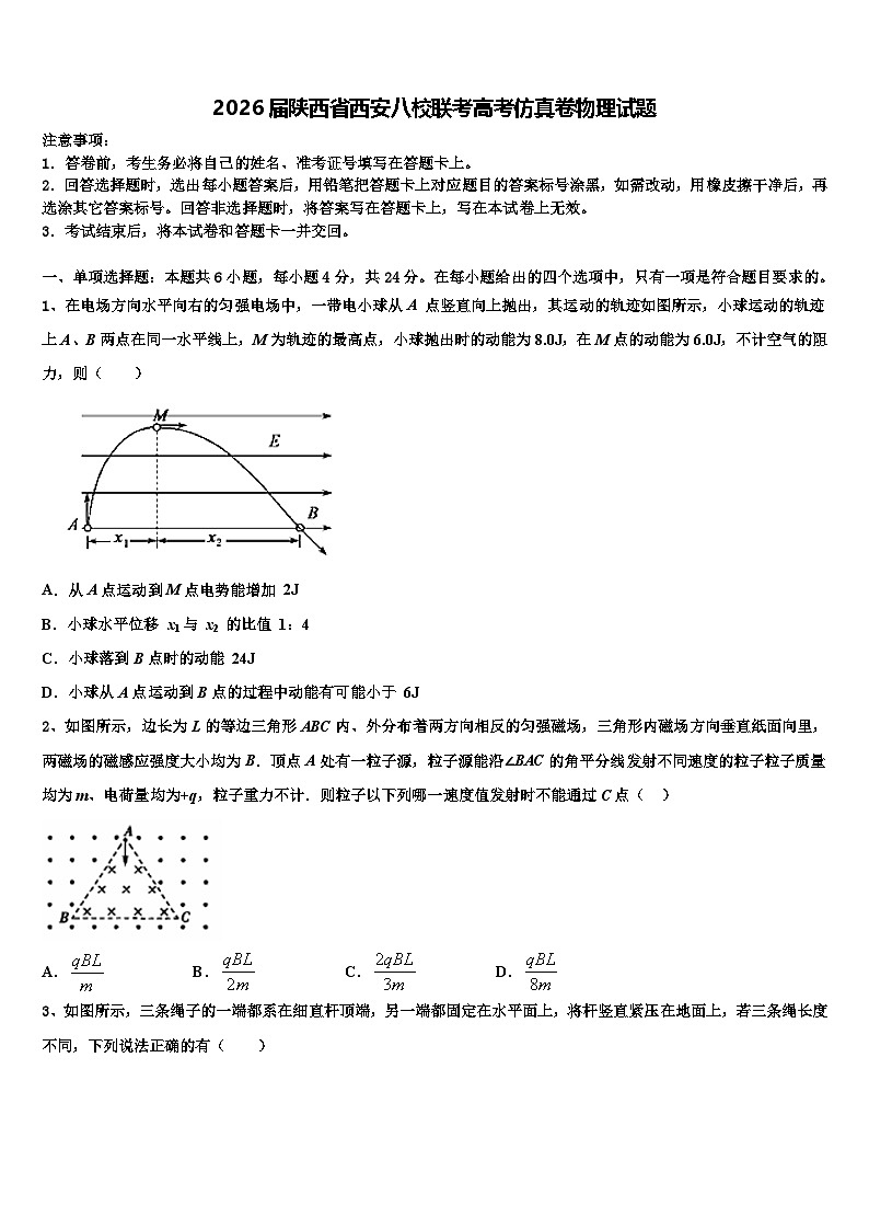 2026届陕西省西安八校联考高考仿真卷物理试题含解析第1页