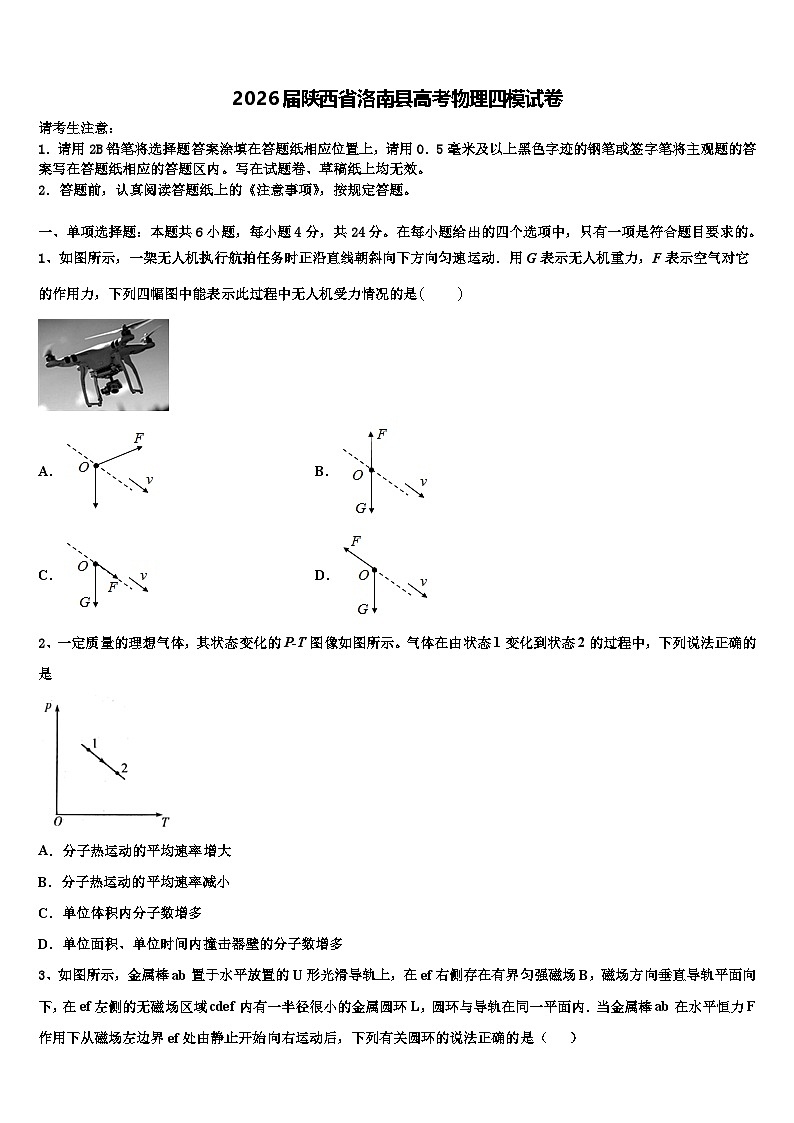 2026届陕西省洛南县高考物理四模试卷含解析第1页