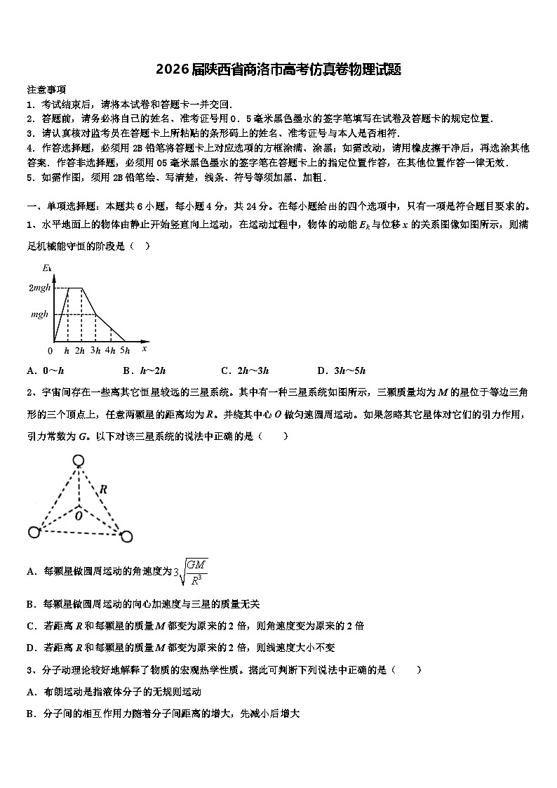 2026届陕西省商洛市高考仿真卷物理试题含解析第1页