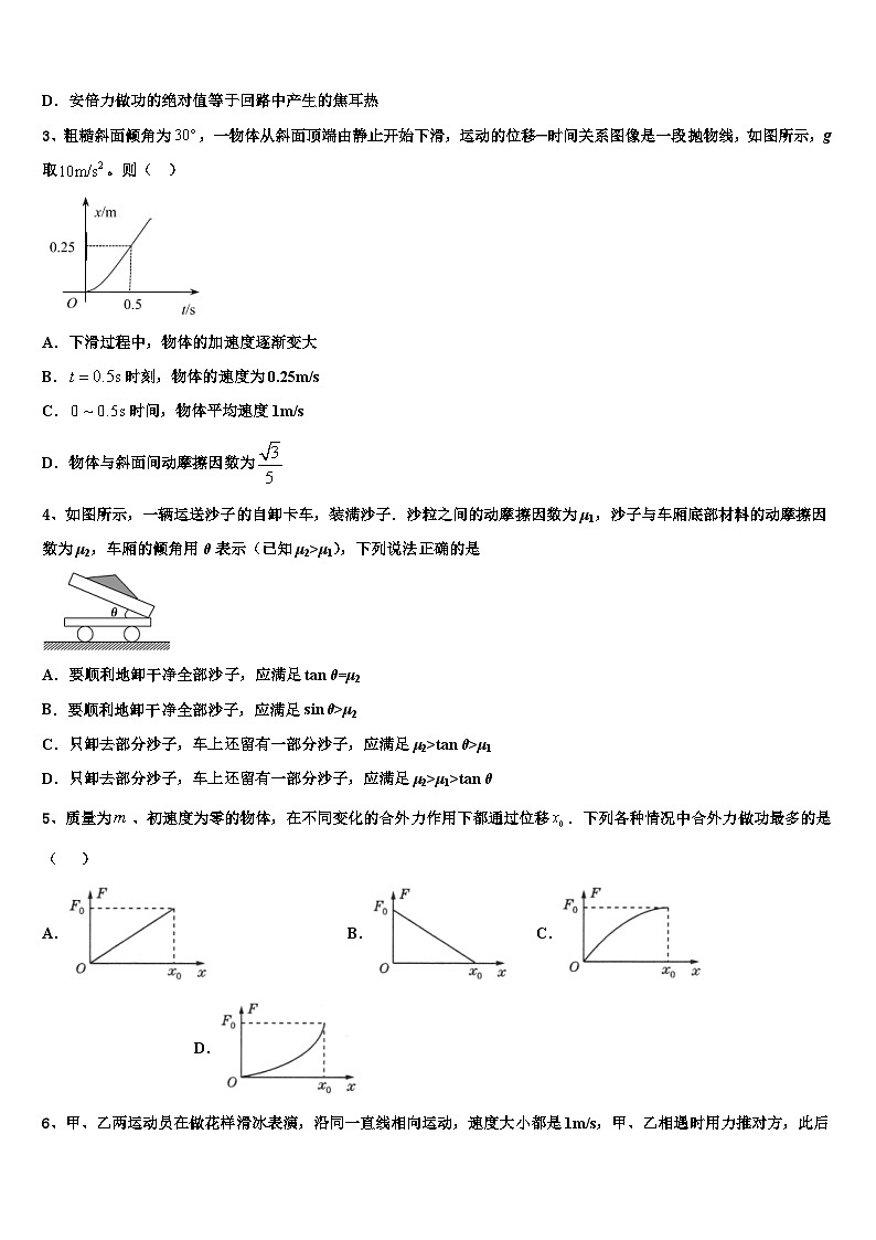 2026届陕西省商洛中学高考物理三模试卷含解析第2页