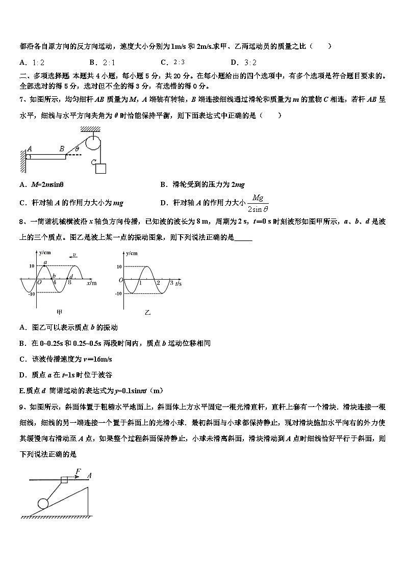 2026届陕西省商洛中学高考物理三模试卷含解析第3页