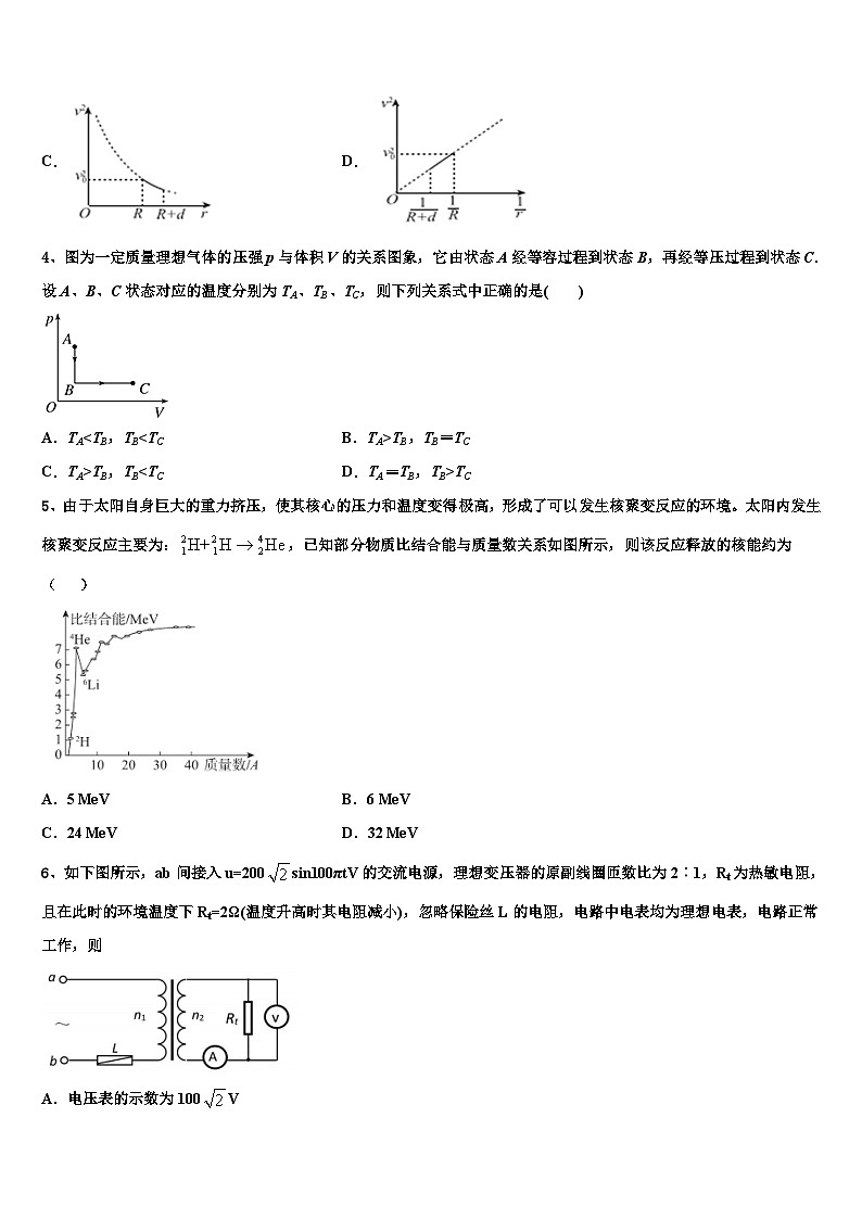 2026届陕西省渭南高级中学高考临考冲刺物理试卷含解析第2页