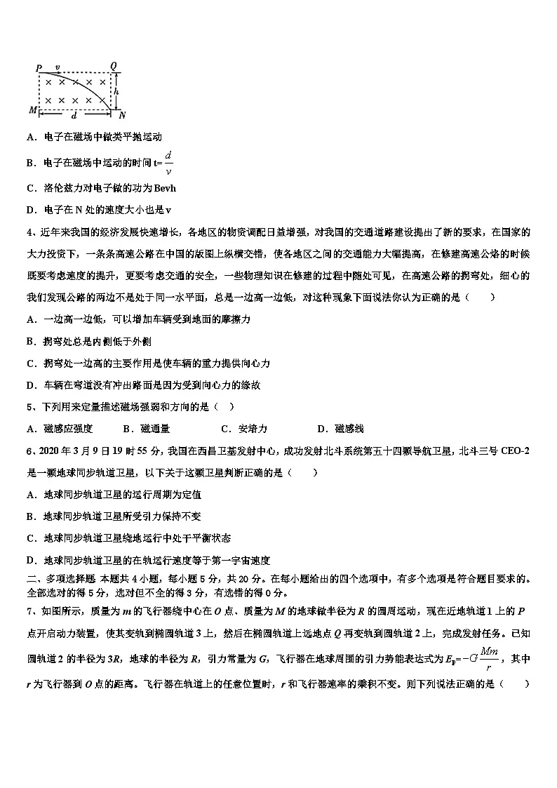 2026届陕西省渭南韩城市高考物理二模试卷含解析第2页
