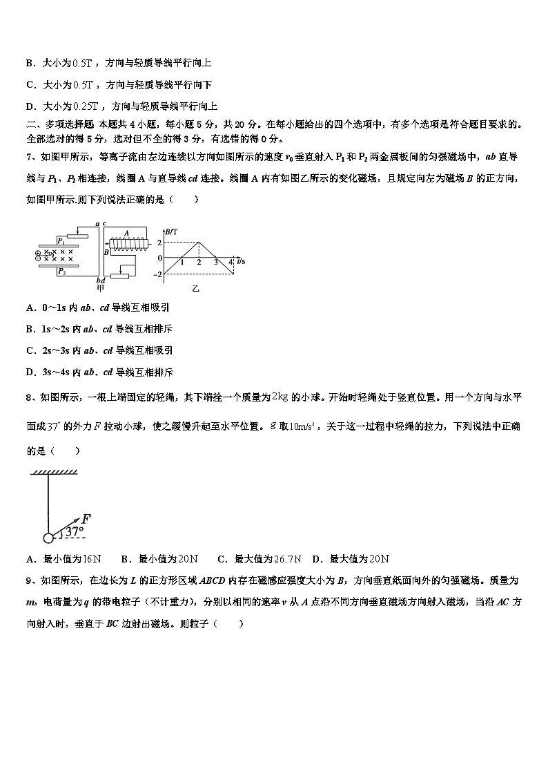 2026届陕西省渭滨中学高考物理四模试卷含解析第3页