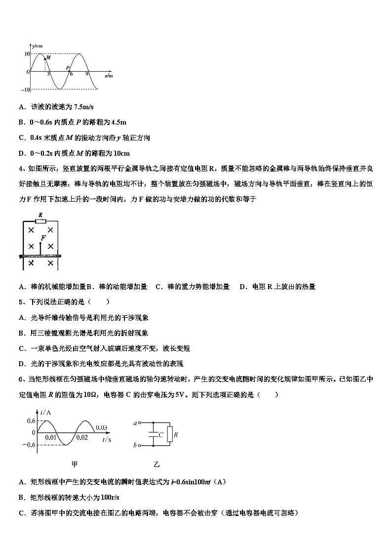 2026届陕西省西安铁一中高三第一次调研测试物理试卷含解析第2页
