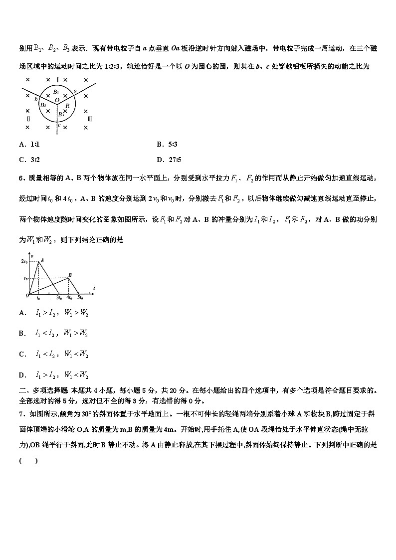 2026届陕西省彬州市彬州中学高三第一次模拟考试物理试卷含解析第3页