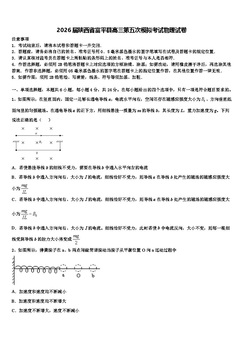 2026届陕西省富平县高三第五次模拟考试物理试卷含解析第1页