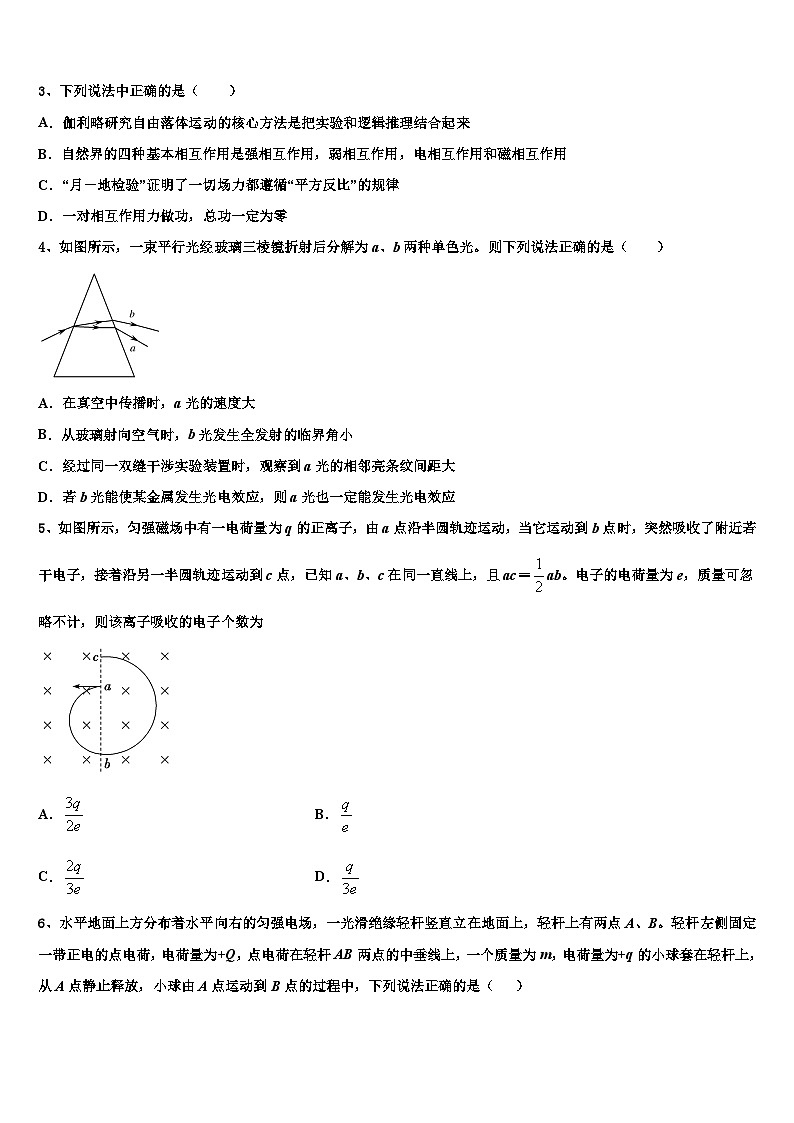 2026届陕西省西安音乐学院附属中等音乐学校高考物理考前最后一卷预测卷含解析第2页