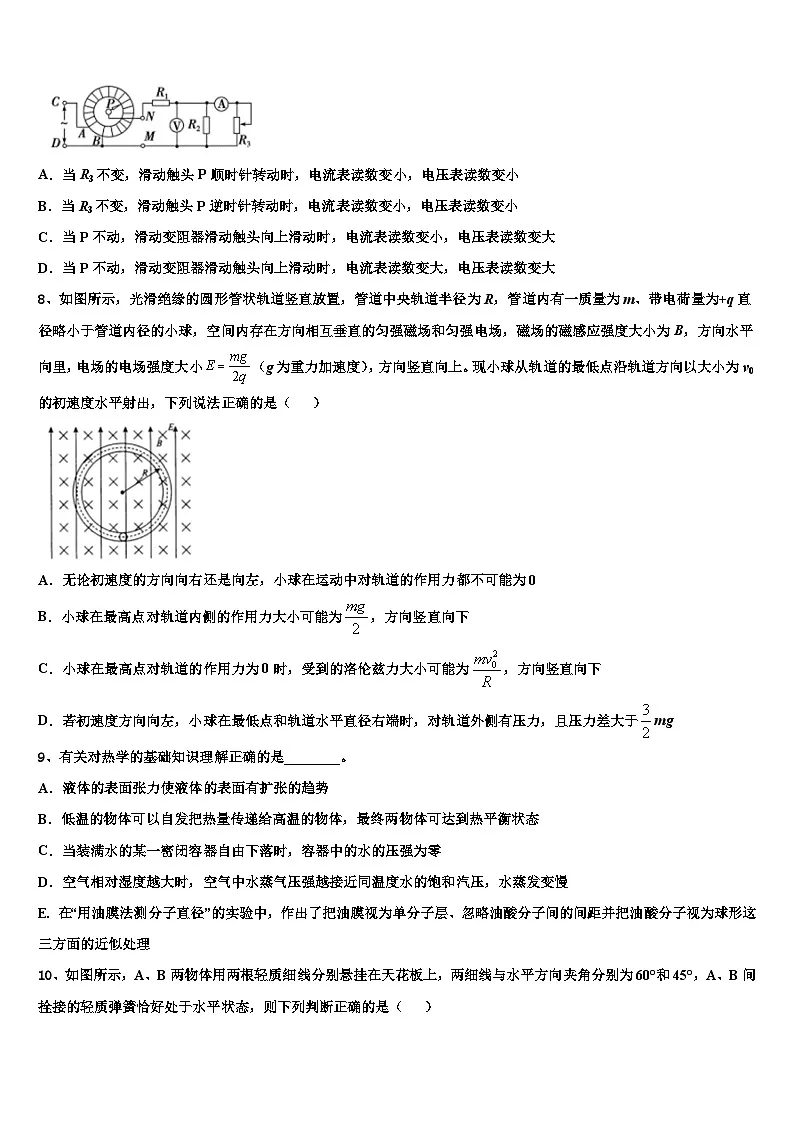 2026届山西实验中学高三适应性调研考试物理试题含解析第3页