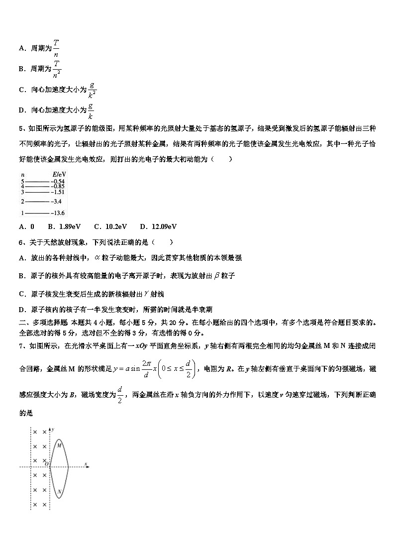 2026届陕西省汉中市部分高中高三一诊考试物理试卷含解析第2页