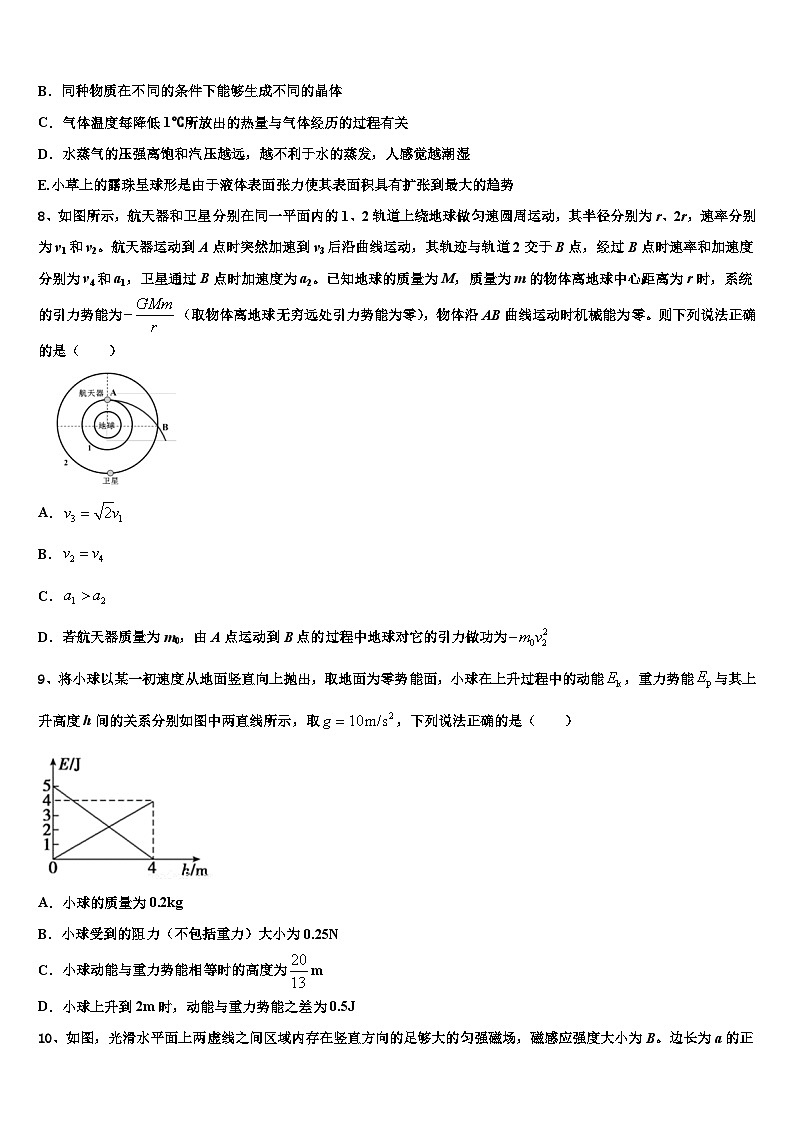 2026届陕西省西安市西工大附中高考物理三模试卷含解析第3页