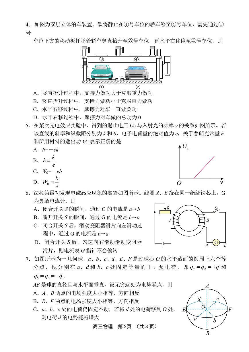 文昌中学2025一2026学年度第二学期高三第一次月考试题 物理第2页
