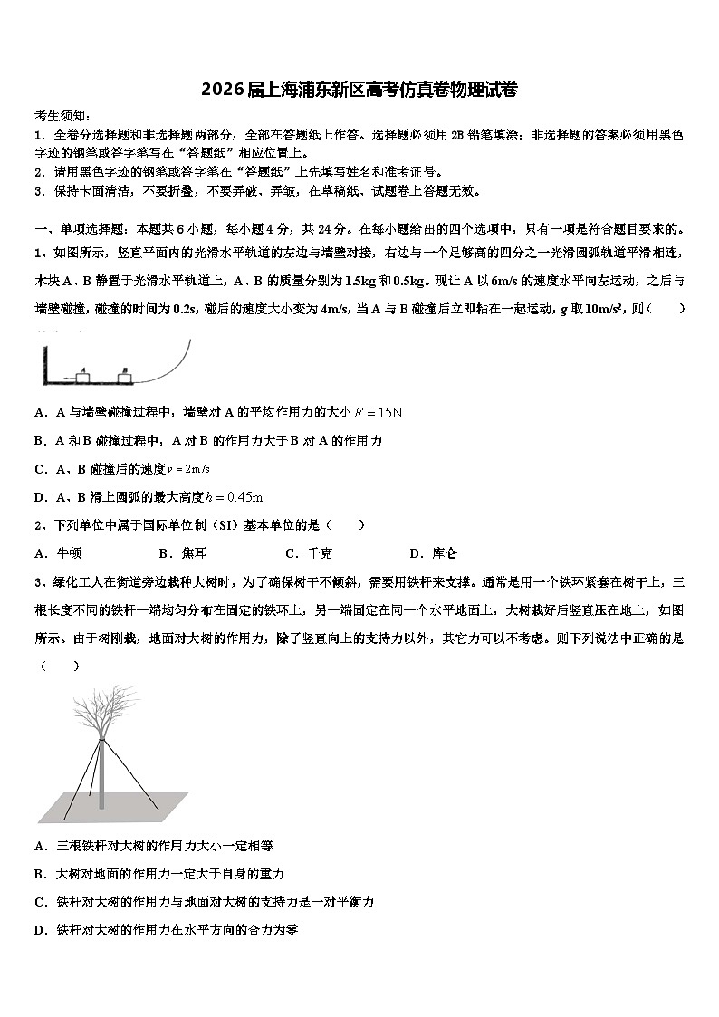 2026届上海浦东新区高考仿真卷物理试卷含解析第1页