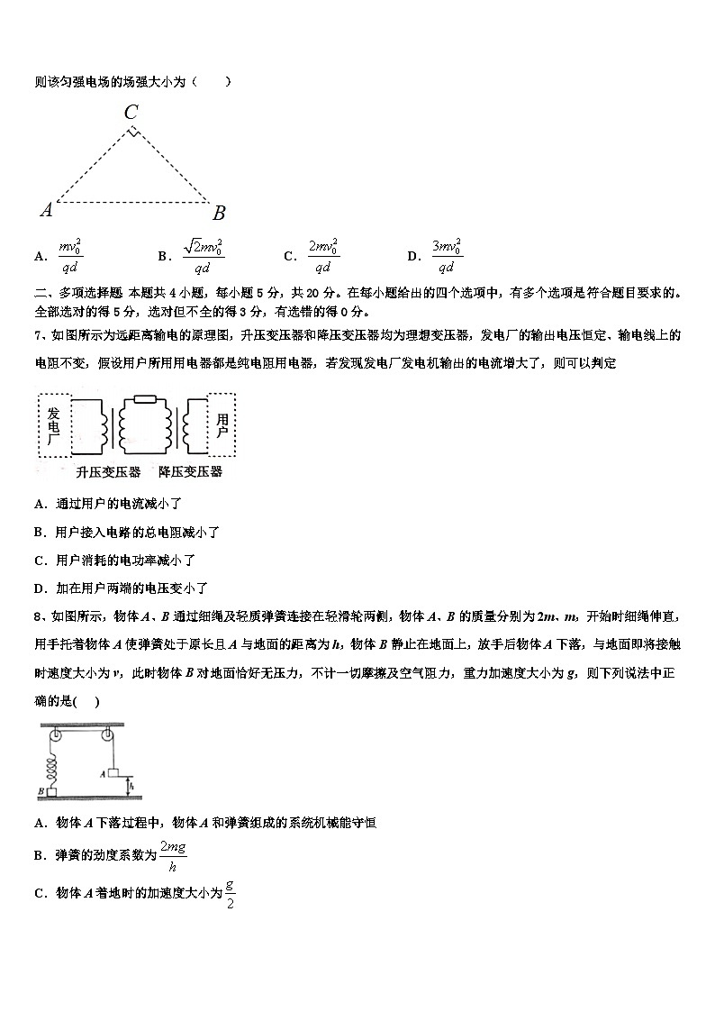 2026届上海二中高三第一次调研测试物理试卷含解析第3页
