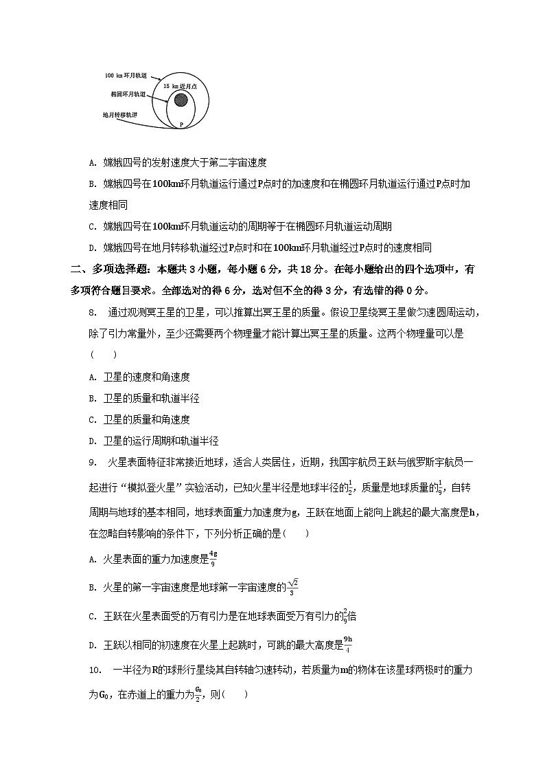 第七章 万有引力与宇宙航行 单元测试卷（含答案） 高中物理人教版（2019）必修二册第3页