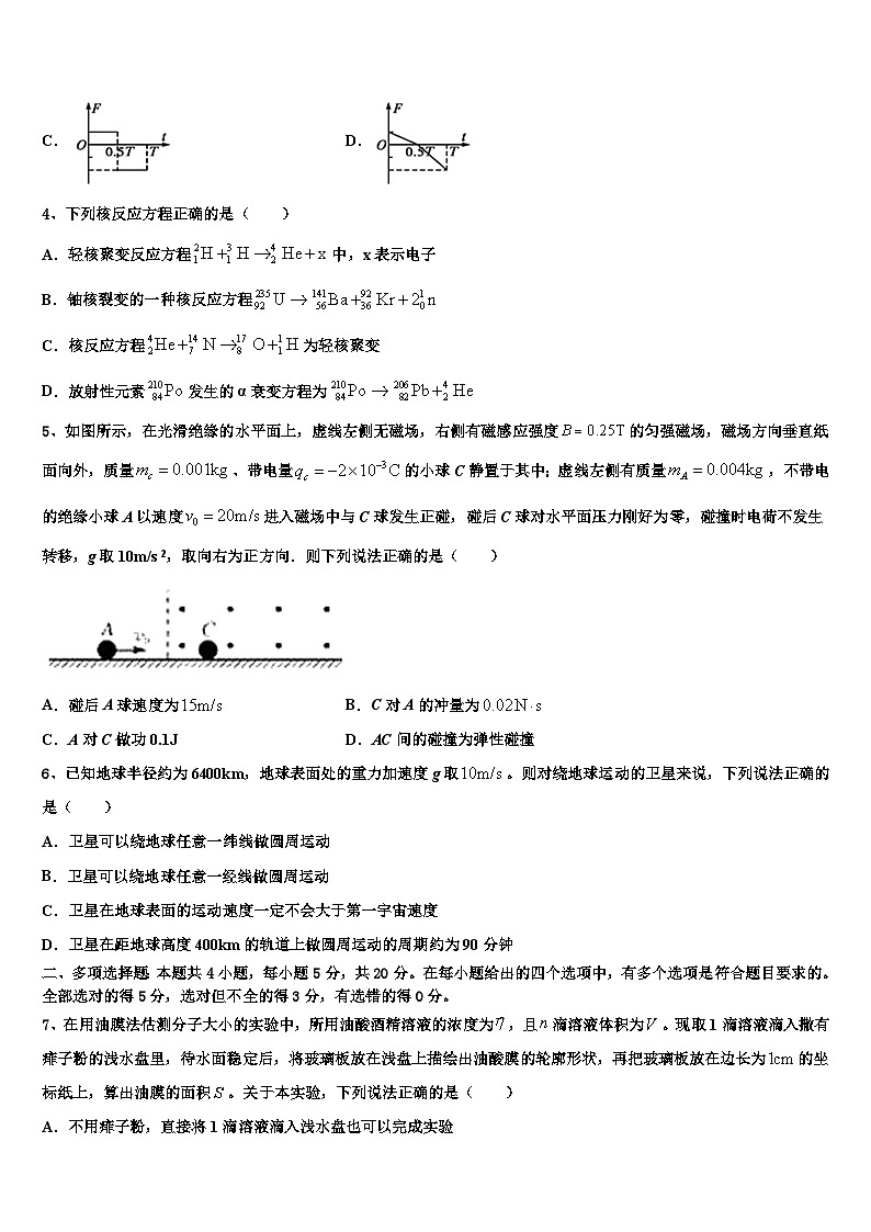 2026届上海市晋元高级中学高考冲刺模拟物理试题含解析第2页